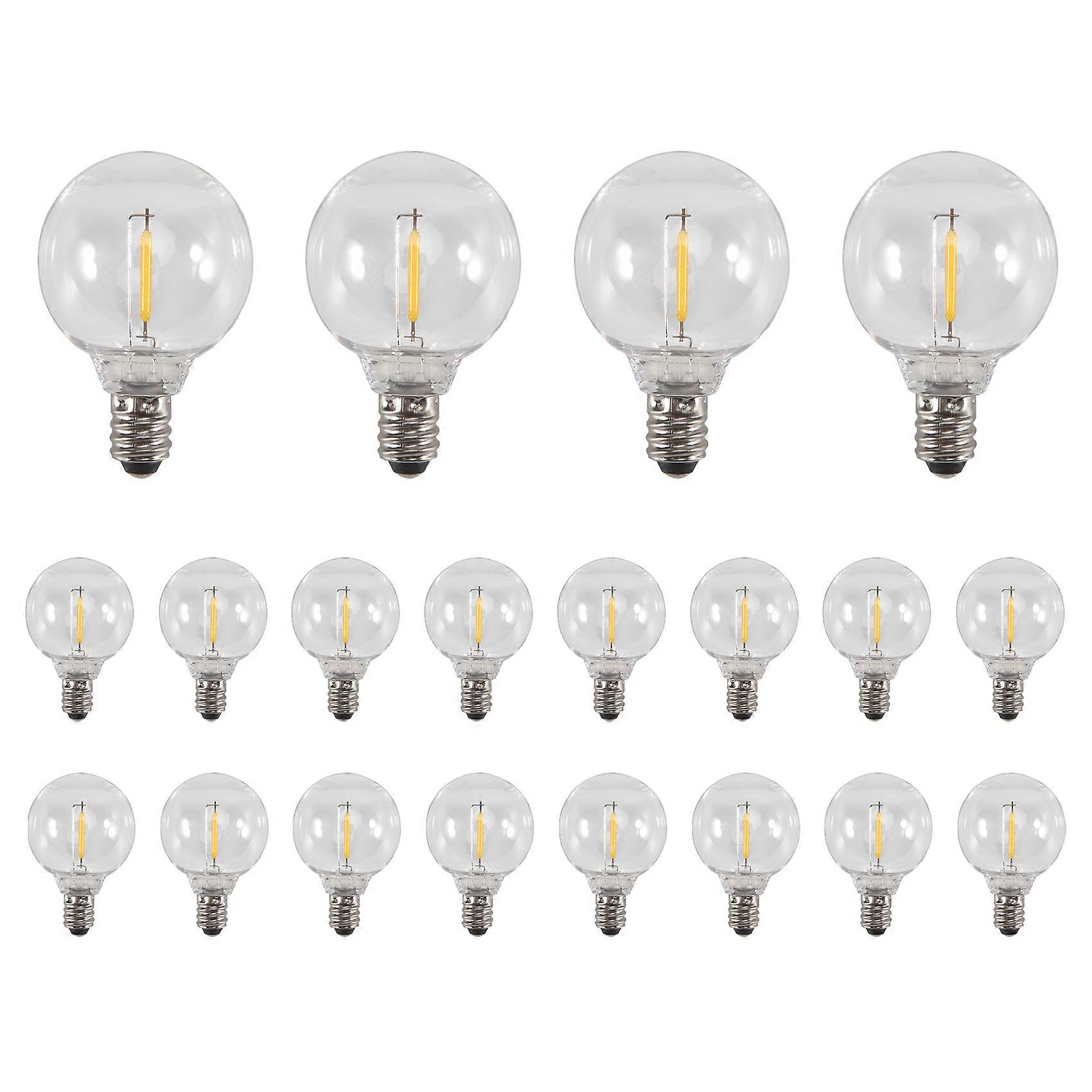 20 Pcs G40 LED Replacement Light Bulbs E12 Screw Base Shatterproof LED Globe Bulbs for Solar String Lights Warm