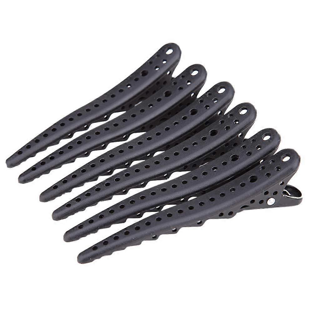 6Pcs Black DoubleHinged Hair Sectioning Clips for Precision Styling and Salon Use