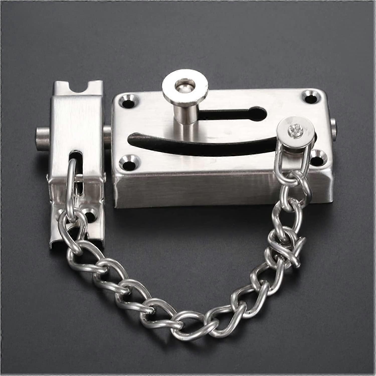 Stainless Steel Gate Bolt Lock with AntiTheft Chain and Heavy Duty Polished Chrome Butt Hinges