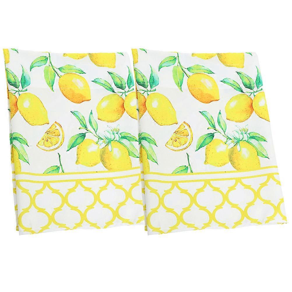 Lemon Prints Curtain Valance for Kitchen Window Decor 2Pcs Polyester Half Curtain