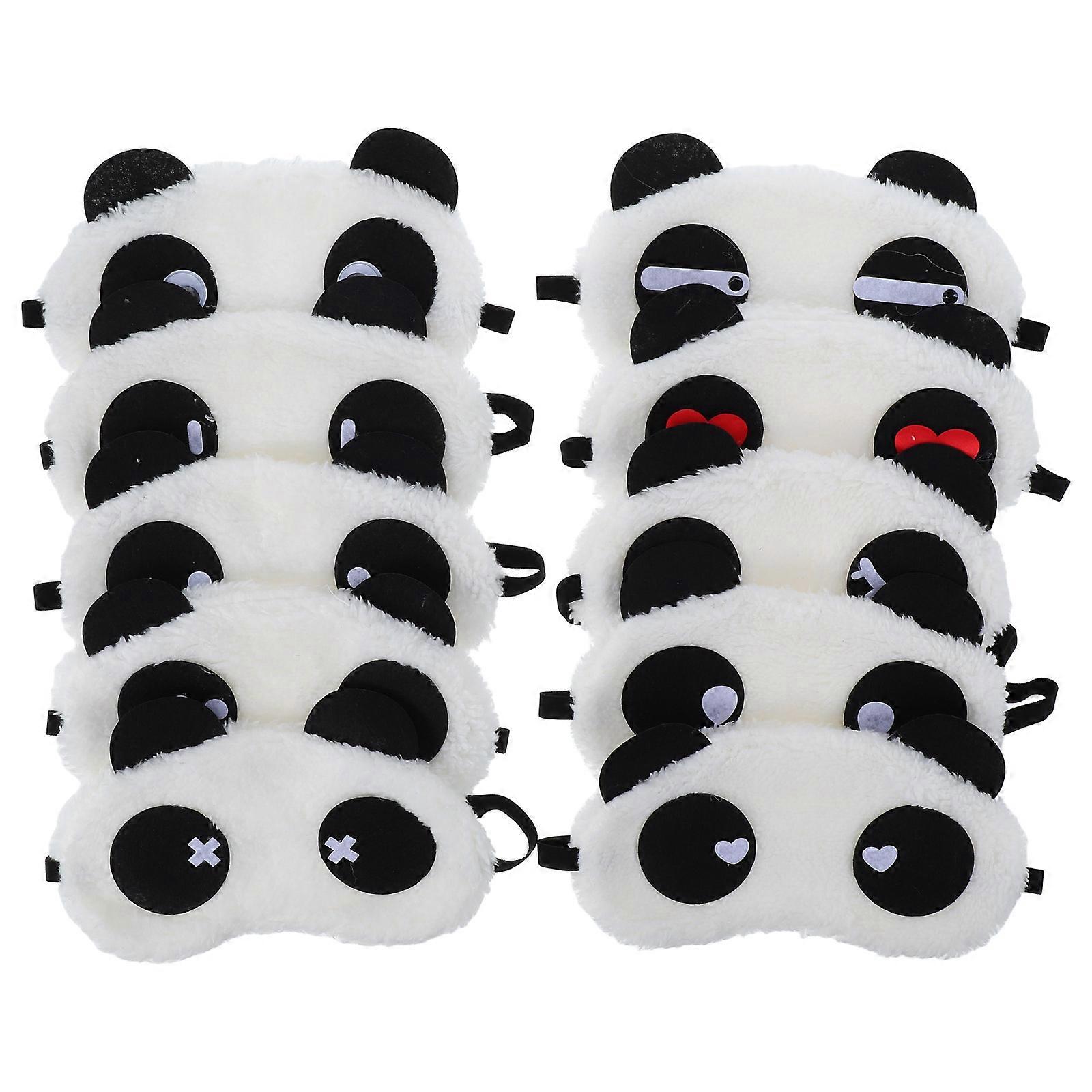 Plush Panda Eye Mask for Sleeping Use 10Pcs Cartoon Eye Patch Individual