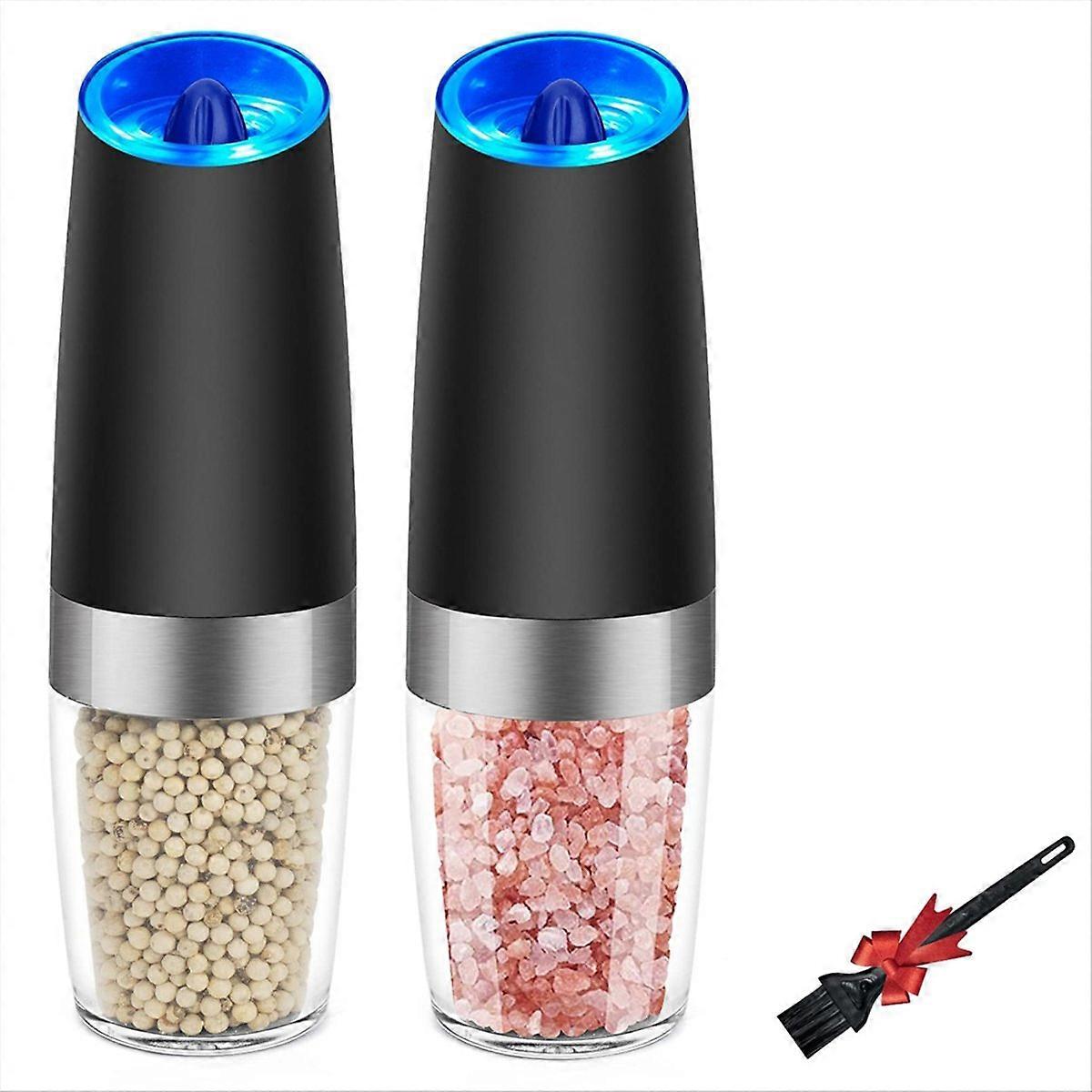 2PCS Salt & Pepper Grinder Electric Grinder with LED Light, A