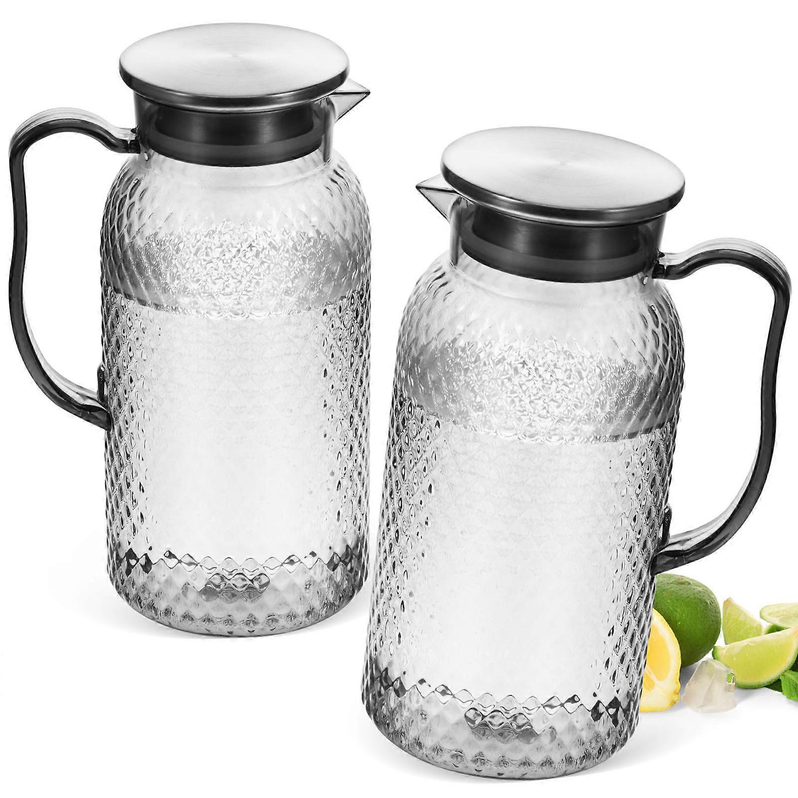 Transparent Plastic Juice Pitcher for Serving Drinks 2Pcs Set
