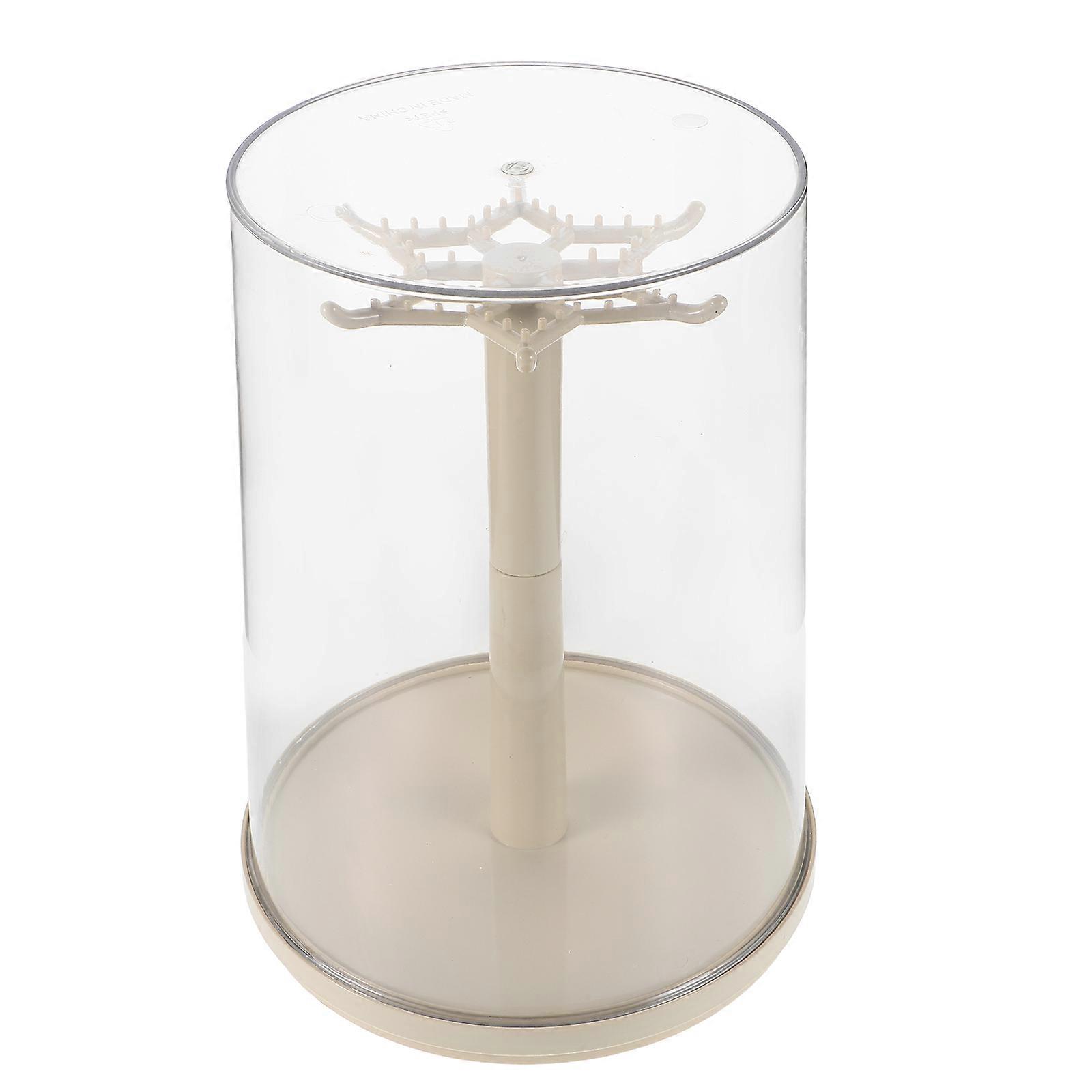 Transparent Rotating Display Case for Collectibles Storage Box with Beige Plastic