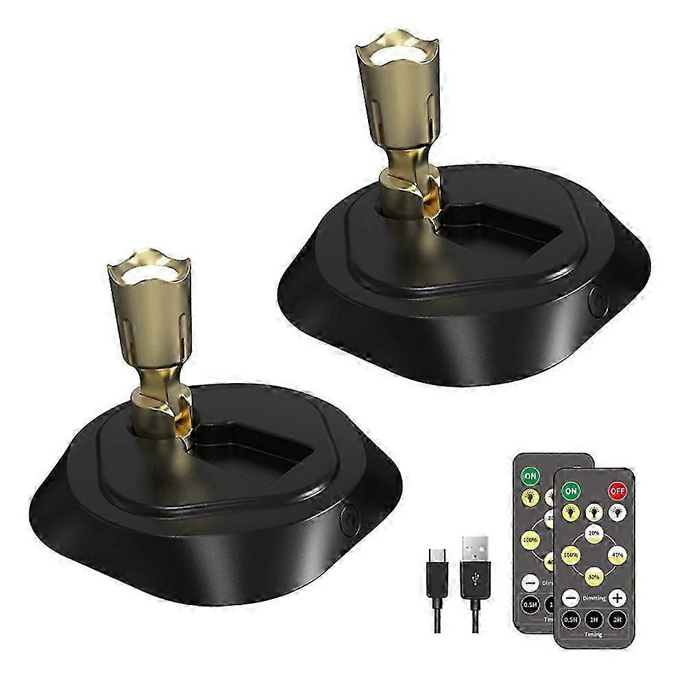2 Set Wireless LED Spotlight with Remote Control, Timer, and Adjustable Brightness for Indoor Lighting
