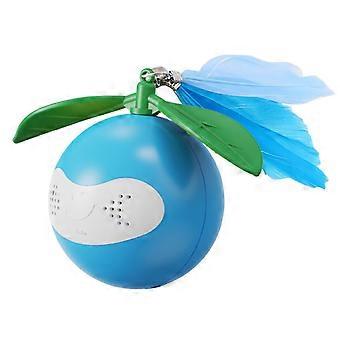 Interactieve kattenbal met elastische netstaart, belletjes en veren, bewegingsgeactiveerd, voor binnenkatten – geen laser.