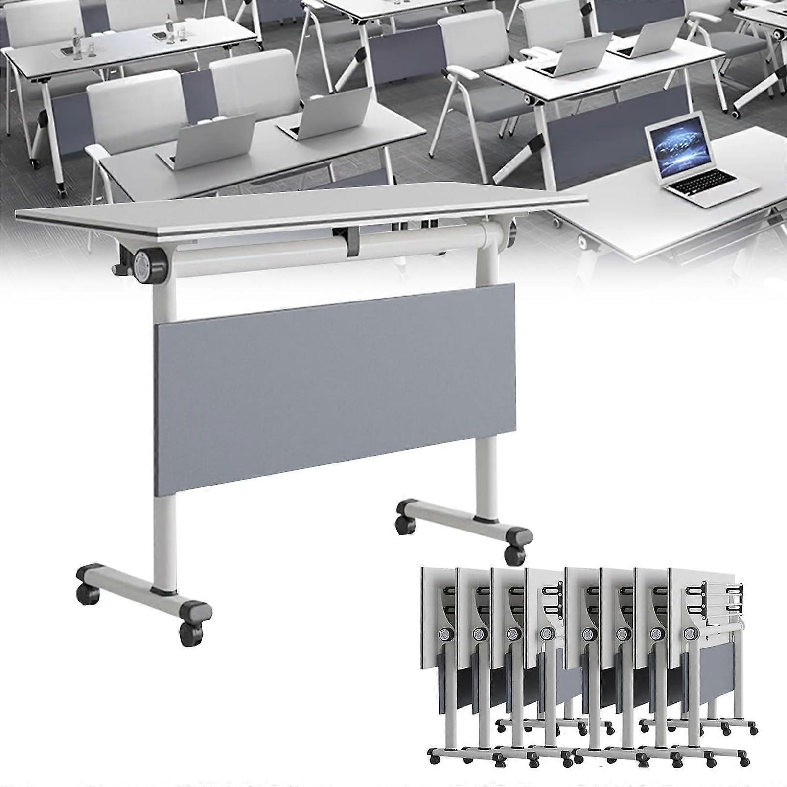 Modern White Flip  Mobile Training Table with 160cm Multipurpose ColorCoded Cords