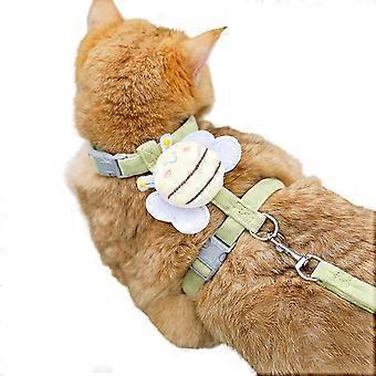 Little Bee Cat Harness Adjustable Kitten Harness with Leash Cute Bee Cat Harness for Kittens Adult Cats Safe Outdoor Walks