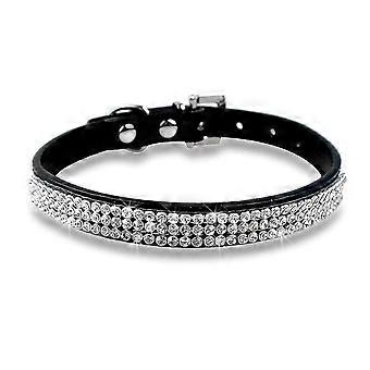 Verstellbares Hundehalsband mit Strassverzierungen, Haustieraccessoire aus Kunstleder