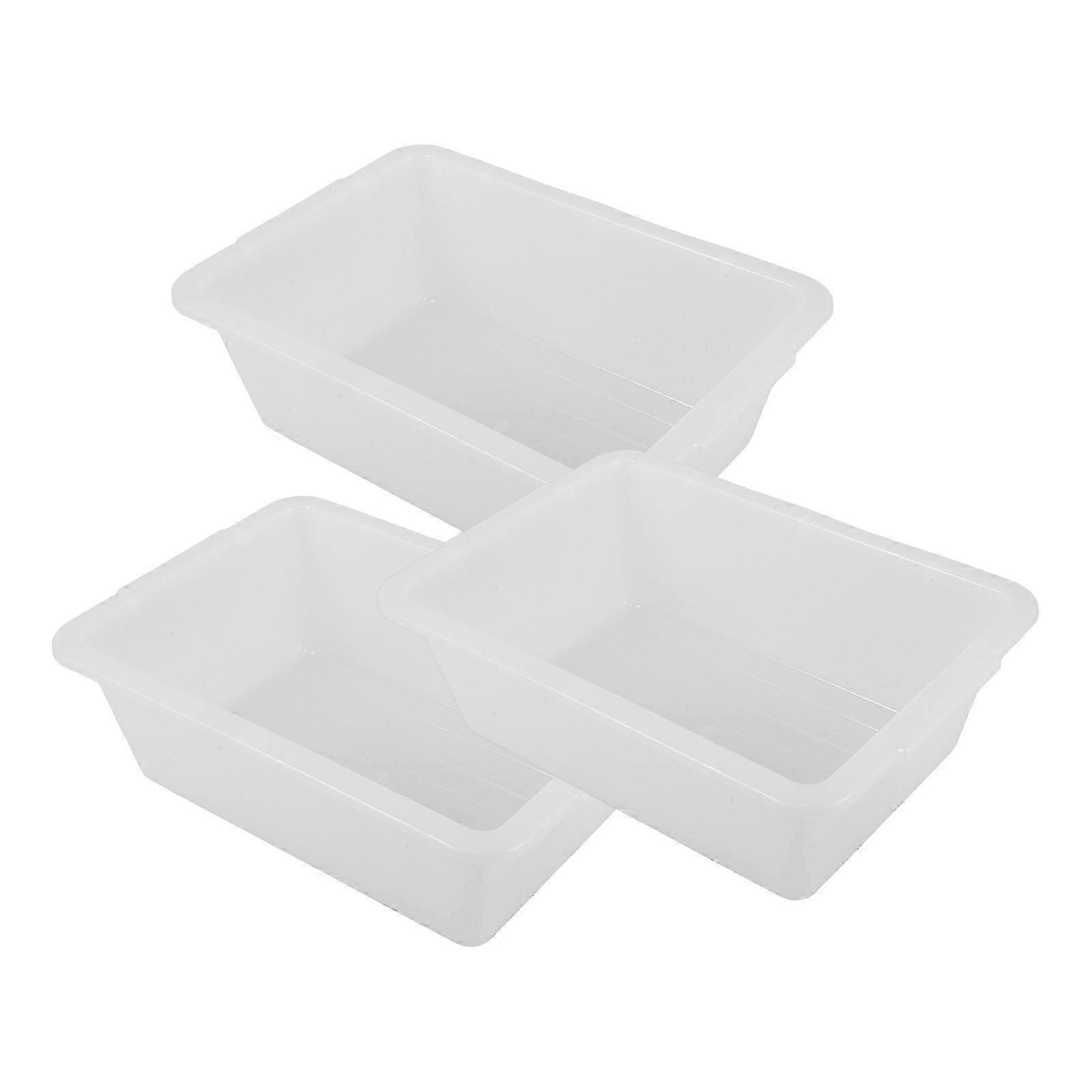 White Plastic Storage Box compatible with Storage Use 3Pcs Rectangular Bus Tub compatible with Restaurant