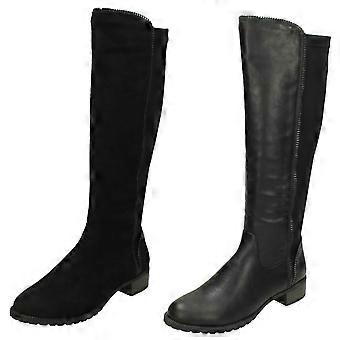 Damen-Punkt auf Mitte Ferse Kalb Stiefel F50868