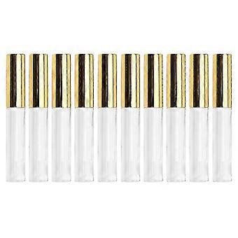 2026 Geeignet 10 Stück 10 ml Labial Glair Runde Tuben Leere Lipgloss Tube Kunststoffkörper Lippenflasche für Frauen (Golden)