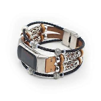 Fashionable Design Decoration Leather Braided Watch Strap Replacement for Fitbit Charge 6/5