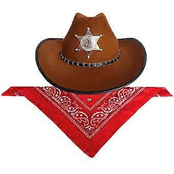 2Pcs Western Outfits Cowboy Hut Bandana Western Cowboy Kostüm Zubehör für Halloween Party Dress Up Pretend Play