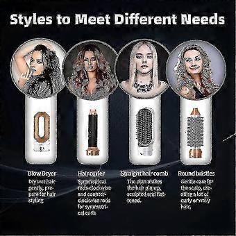 5-in-1 Hair Styler Airwrap, Hot Air Brush, Hair Dryer, Straighteners Wrapper (White Gold)
