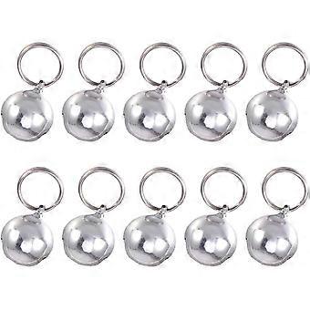 10pcs Dog Cat Collar Bells, Jingle Bells Charm Pendant Key Rings for Cat Puppy Kitten, Silver 18mm, Ideal for Pet Use
