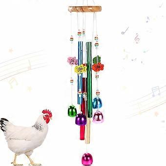 Chicken Wind Chime Toy for Coop, Hanging Peck Toy with Colorful Bells, Musical Enrichment for Hens Chicks Poultry Birds, No Battery Needed