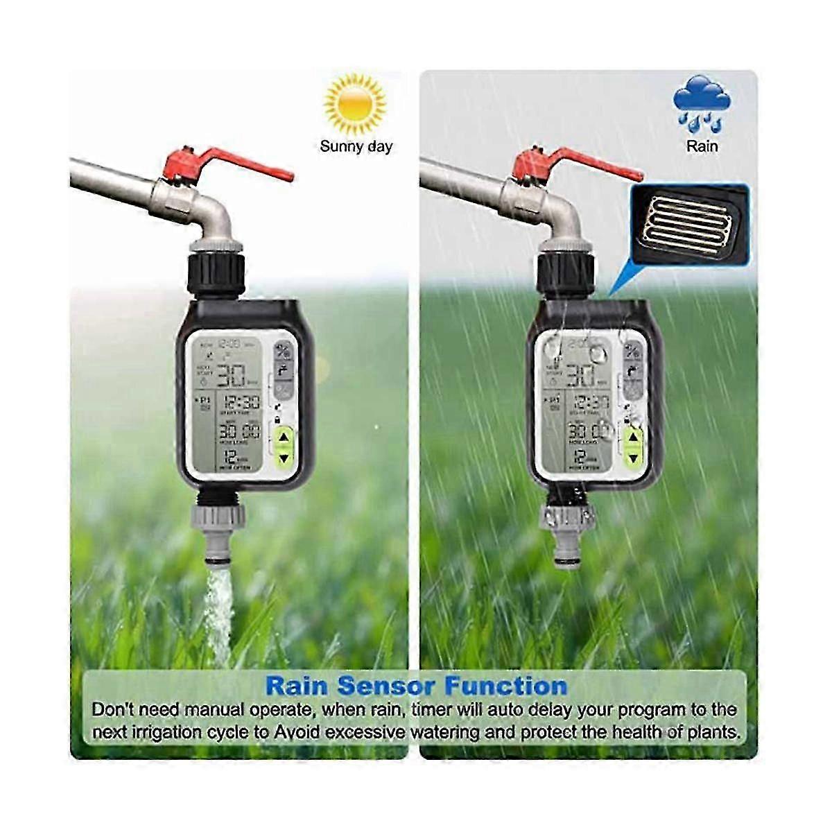 Automatisk IRRIG-system Hagevanntimer med regnsensor 3 timingprogrammer Vanntett vanning