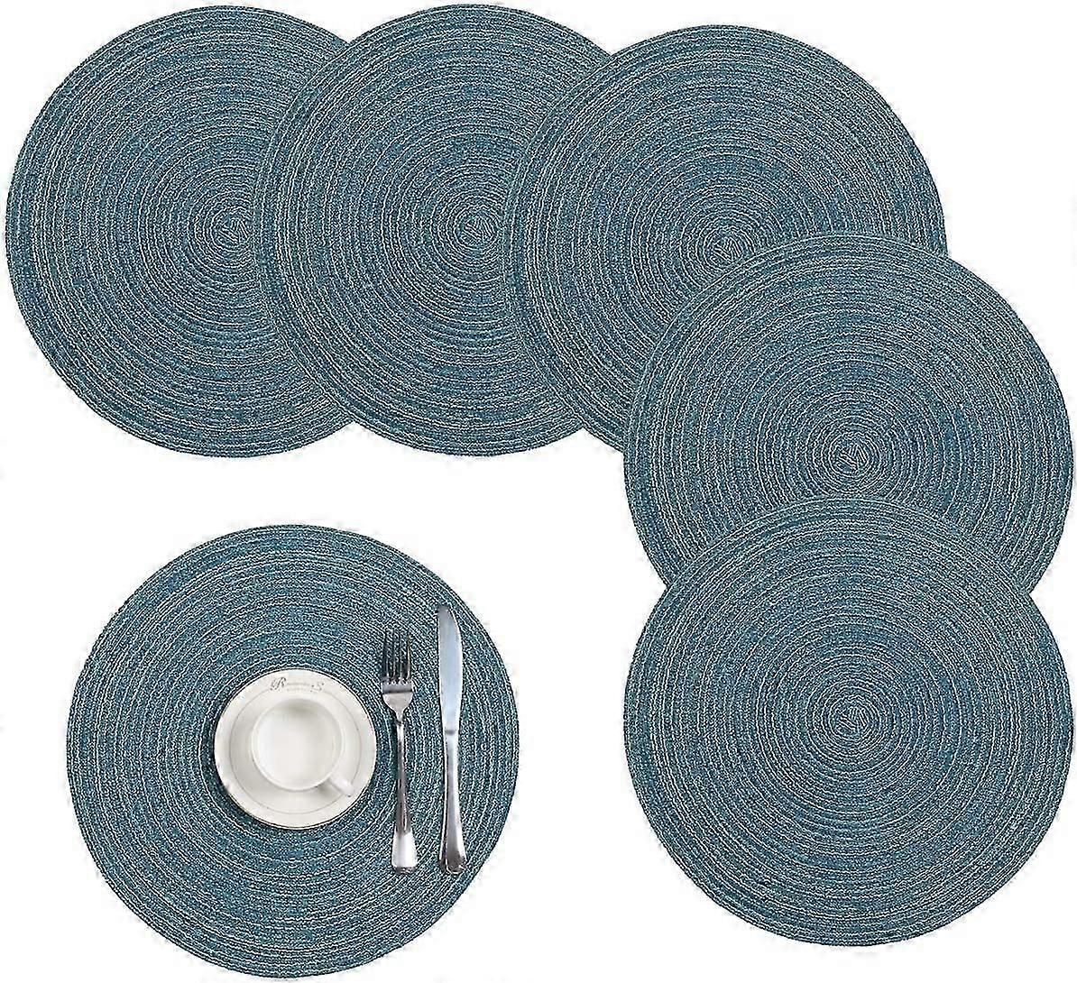 Woven Round Table Mat 38cm Diameter, 6 Pieces Kitchen Table Mat Set