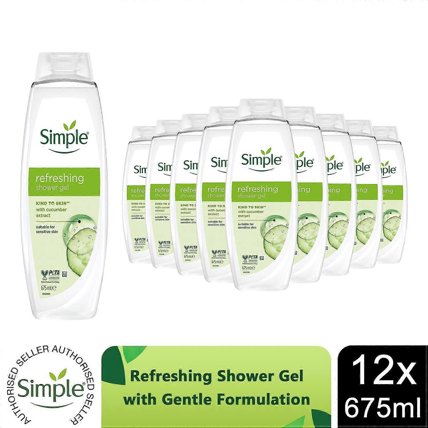 Simple Refreshing Shower Gel 675ml 12 Pack