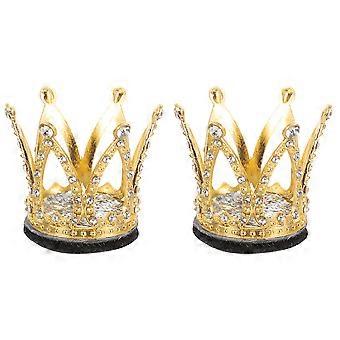 Golden Crown Accessory for Decoration 2Pcs Multi-Functional Rhinestone Crown