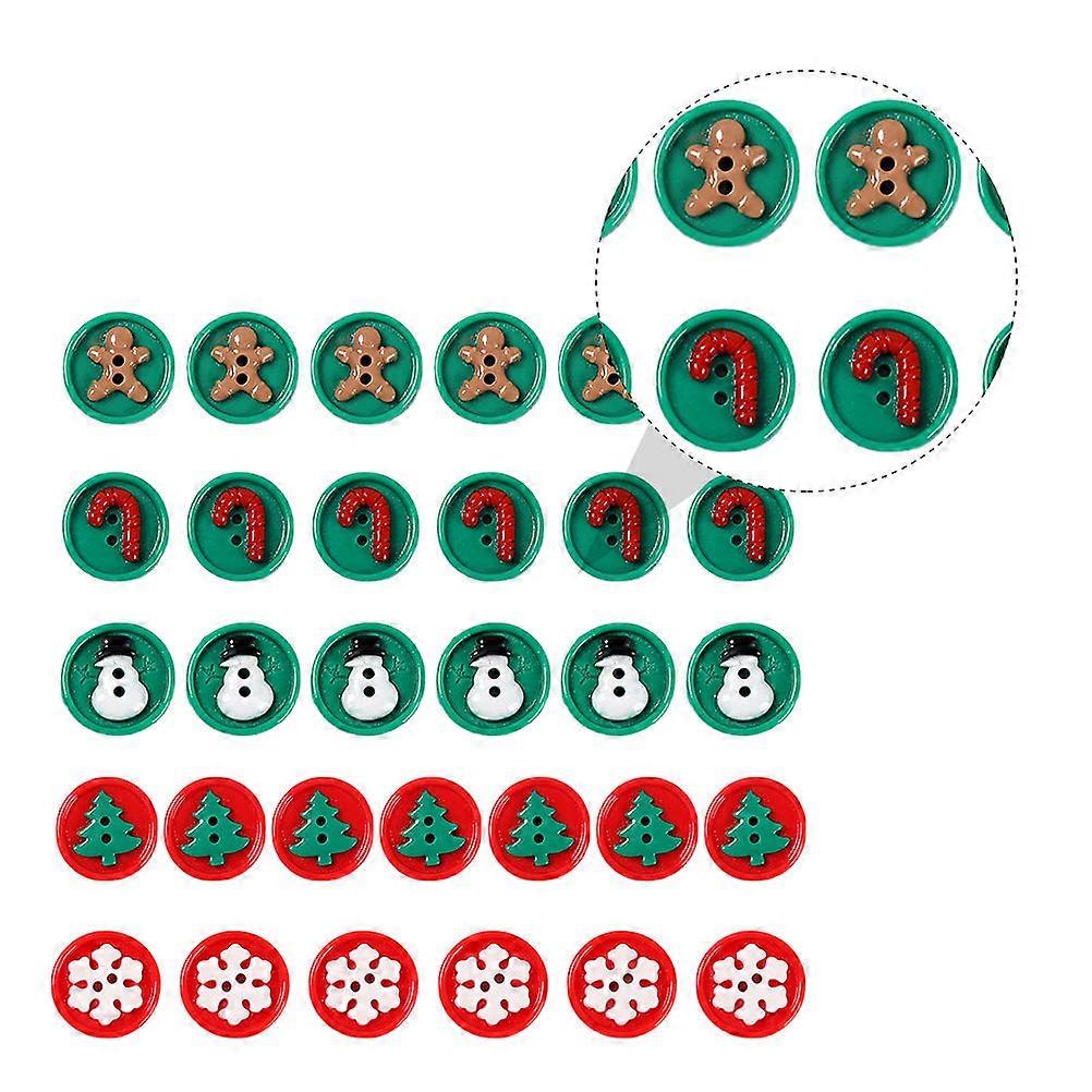 Assorted Color Resin Button Christmas DIY Accessory Set with 50Pcs