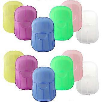 Disposable Paper Soap Sheets with Plastic Case compatible with Travel, Camping, Outdoor - Portable Leaf Soap Blätter