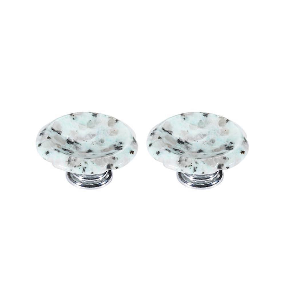 2pcs Natural Stone Cabinet Knobs PetalShaped Polished Gemstone Drawer Knobs for Dresser Wardrobe