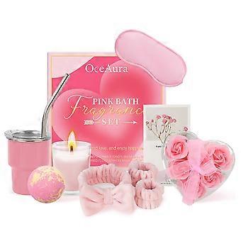 OceAura Roze Bad Aromatherapie Set, Ontspan en Geniet van de Geur Verfrissende Verzorging Verjongende Huid Bad Cadeauset