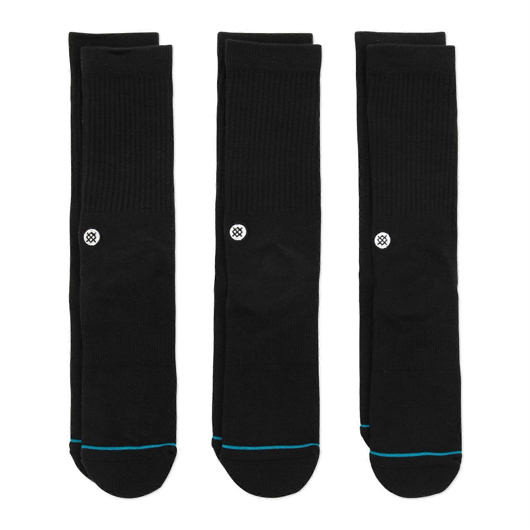 Icon 3 Pack Mens Crew Socks Black Stance