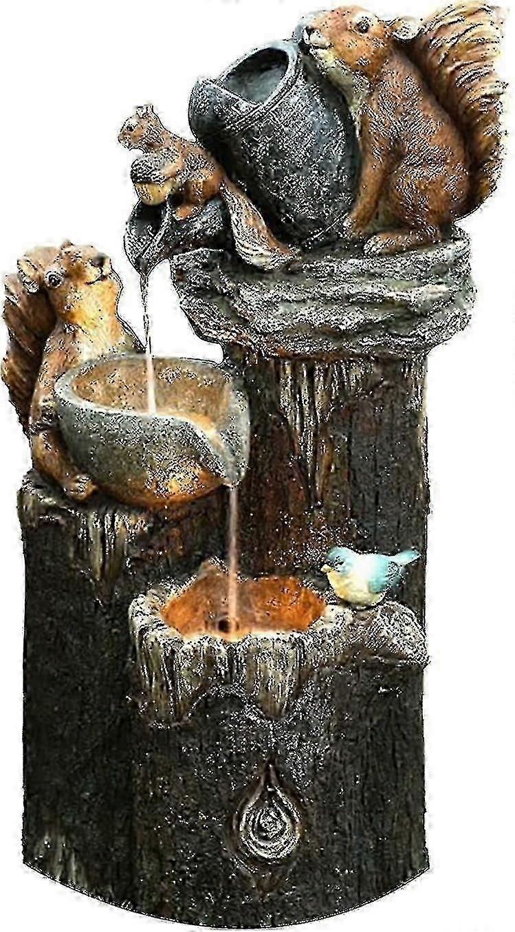 Solar Powered Outdoor Squirrel Statue Fountain