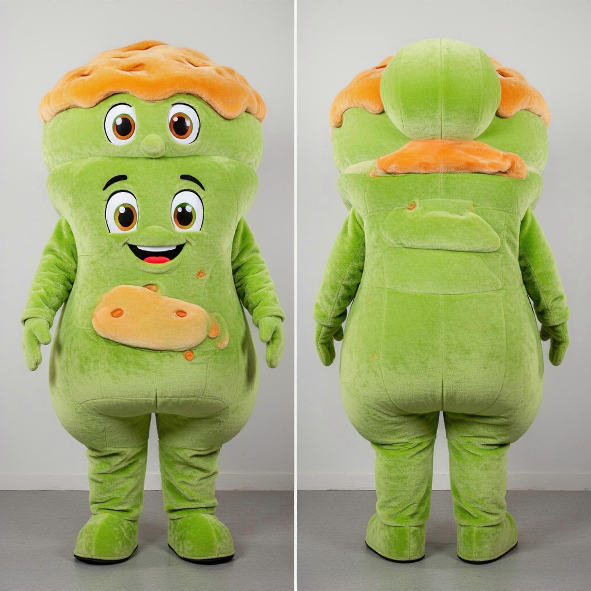 MASTICOT Lime Green Rounded Shepards Pie Mascot