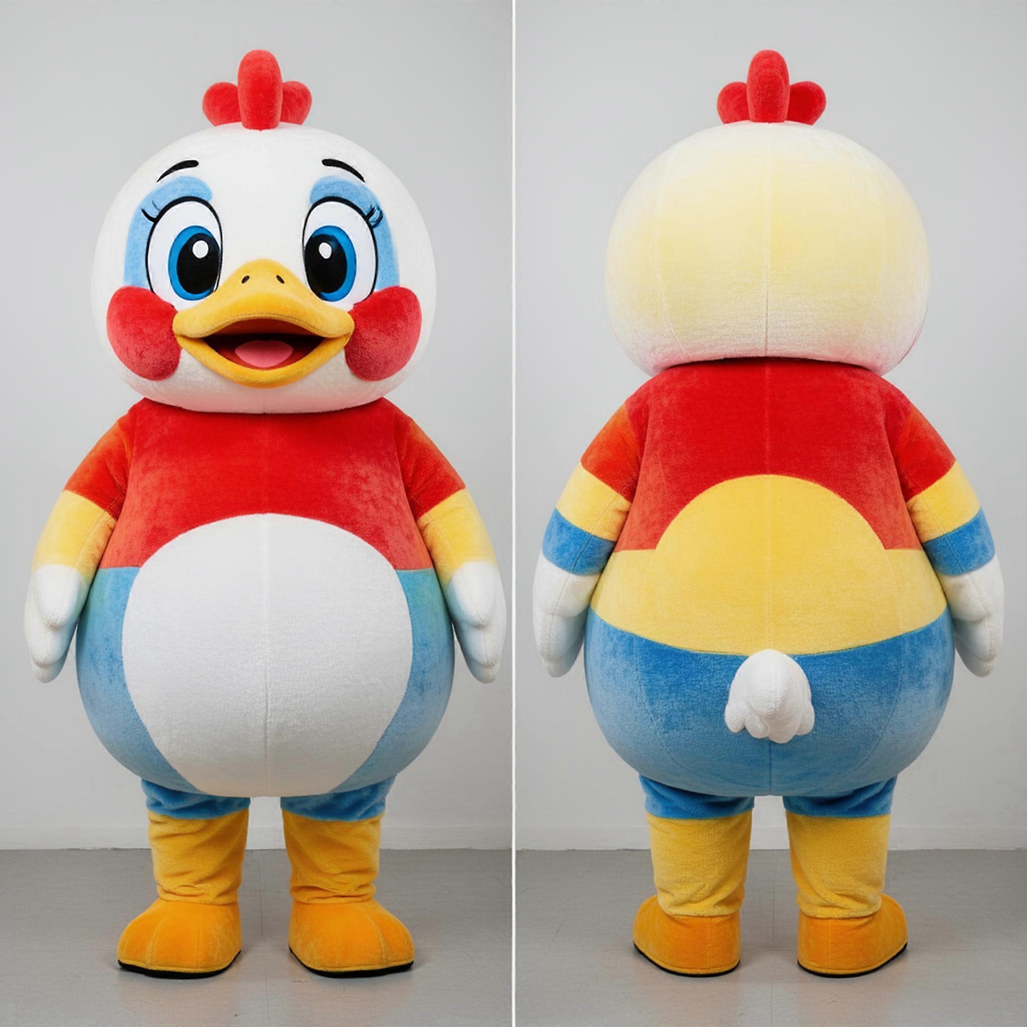 MASTICOT Cream Colored Fluffy Wing Geese Mascot