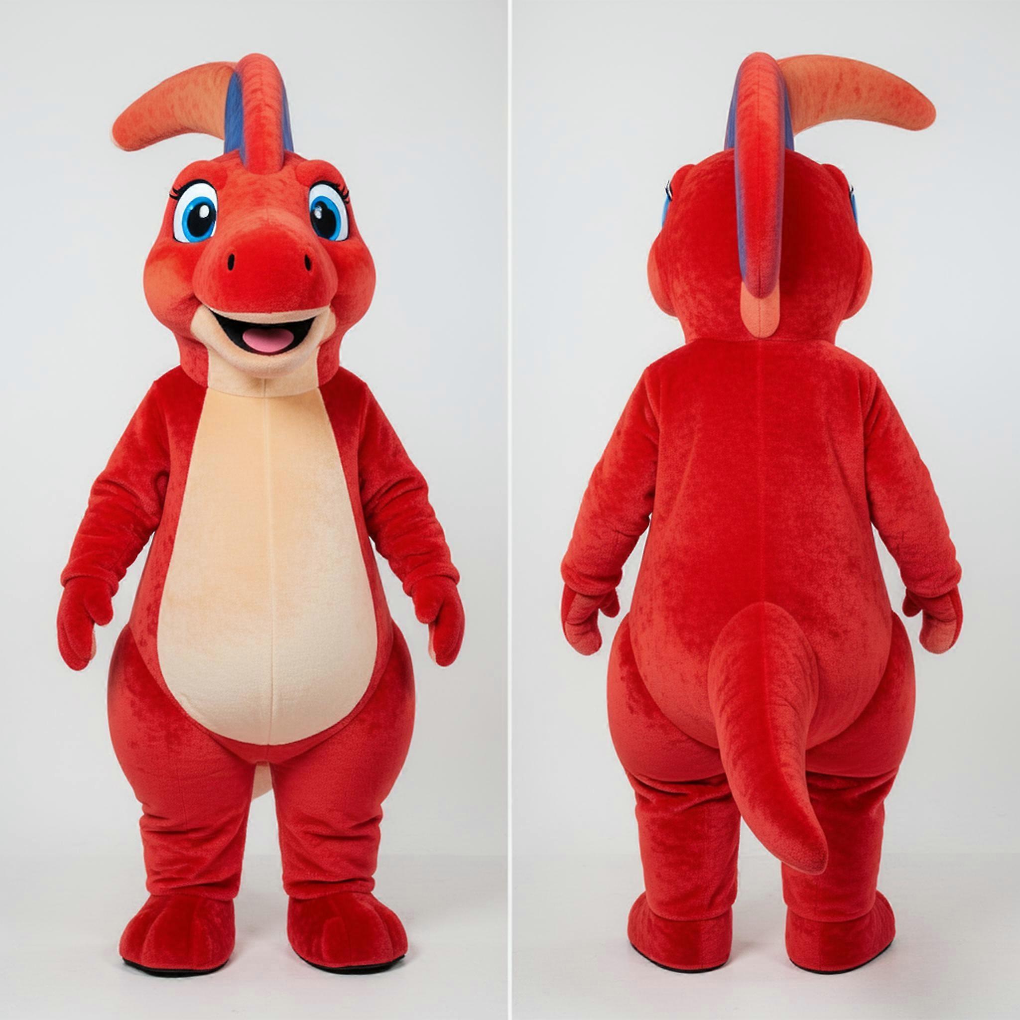 MASTICOT Red Friendly Parasaurolophus Mascot