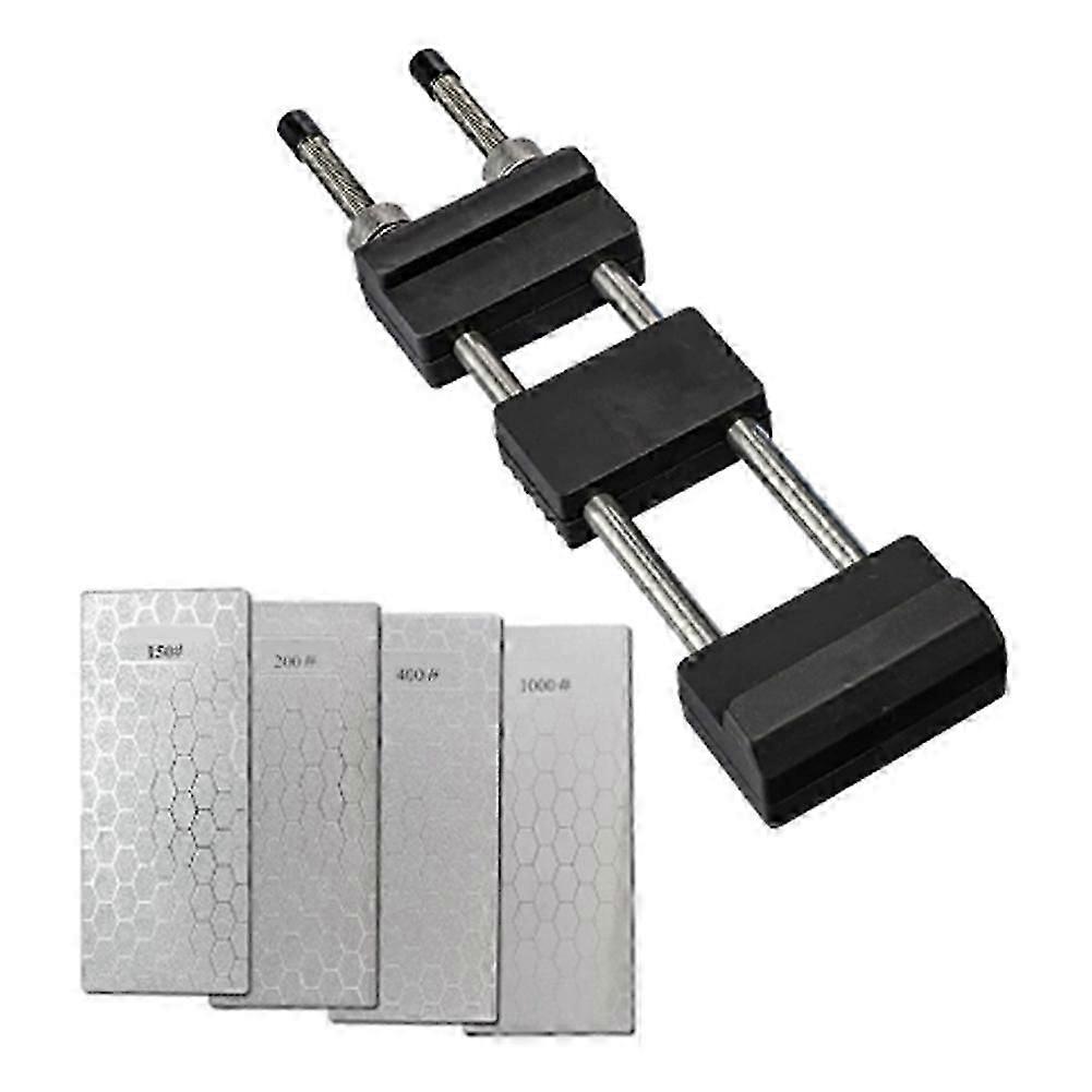 Adjustable Sharpener Stone Holder with 4pc Sharpening Stone ,No-Slip Sharpening Stone Base