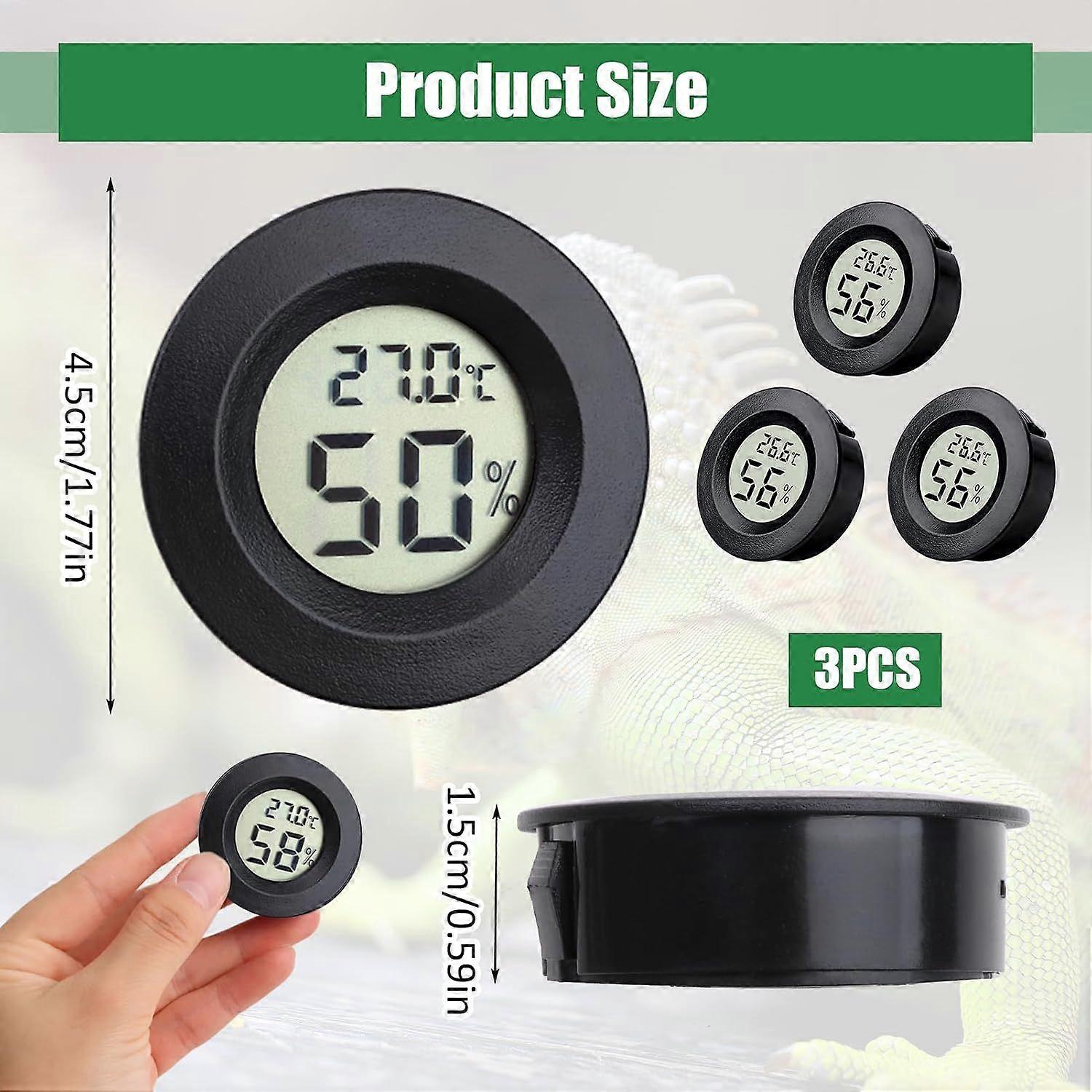3 Pack Hygrometer Thermometer Mini Indoor Round LCD Digital