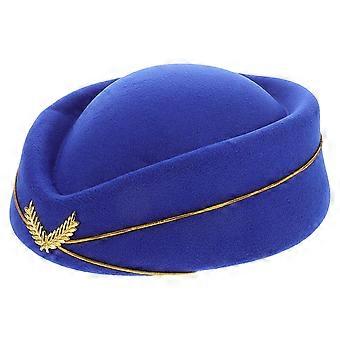 Faux Wool Stewardess Hat Costume Beret Cap for Women 2Pcs Dark Blue