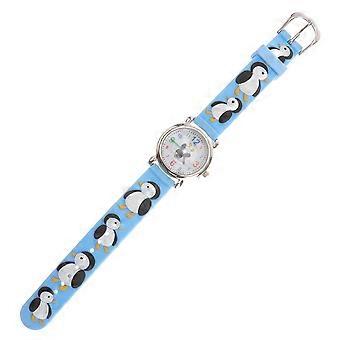 Kids Wristwatch Quartz Movement Cartoon Penguin Silicone Watch 2Pcs