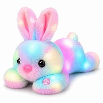 Light-Up LED Bunny Plush Toy, Colorful Soft Rabbit Pillow, Multicolor Long-Eared Stuffed Animal, Nighttime Companion Gift