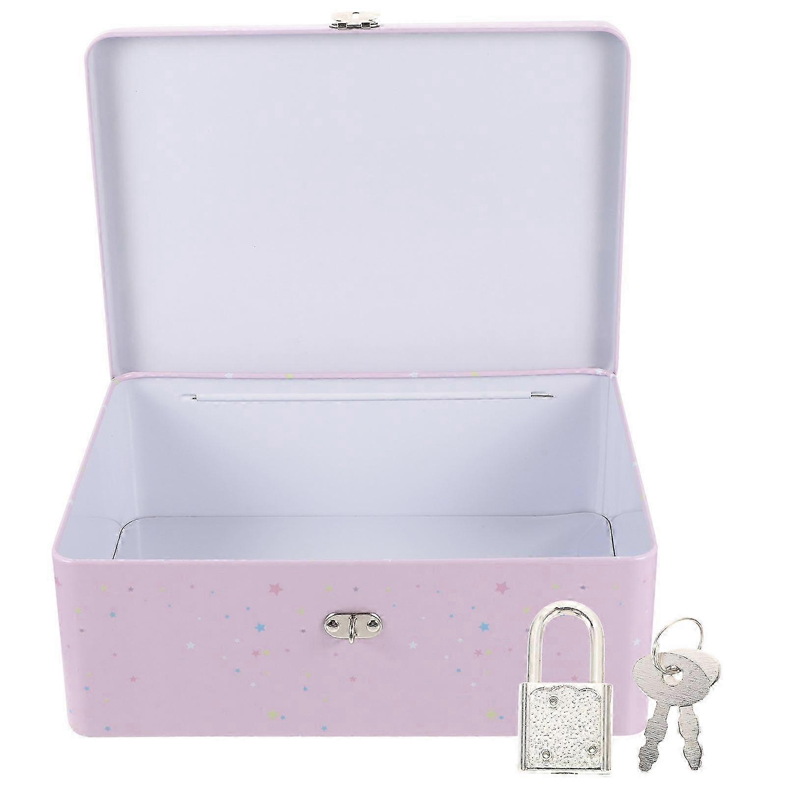 Lockable Pink Tinplate Gift Storage Boxes 3Pcs with Lock
