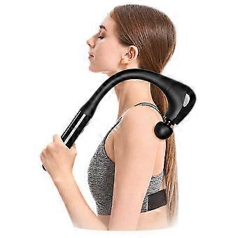 Fascial Massage Gun with Curved Long Handle, High Frequency Vibration Portable Deep Body Massager for Mu