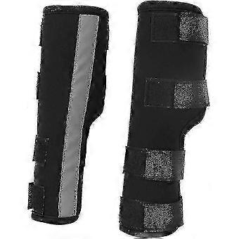 Dog Front Leg Braces Canine Paw Pet Knee Pad Dog Elbow Protector With Reflective Straps(Black S) _Fx