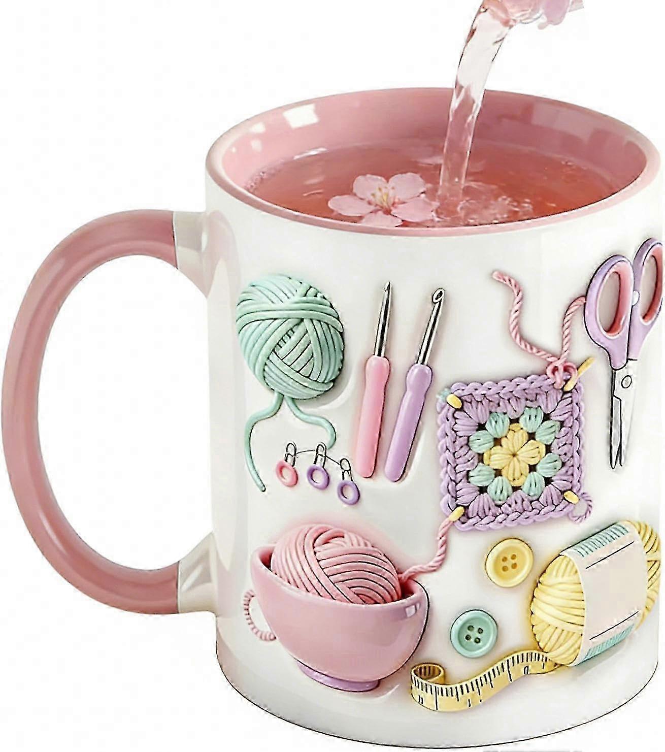 Knitting-Themed Ceramic Mug 330ml