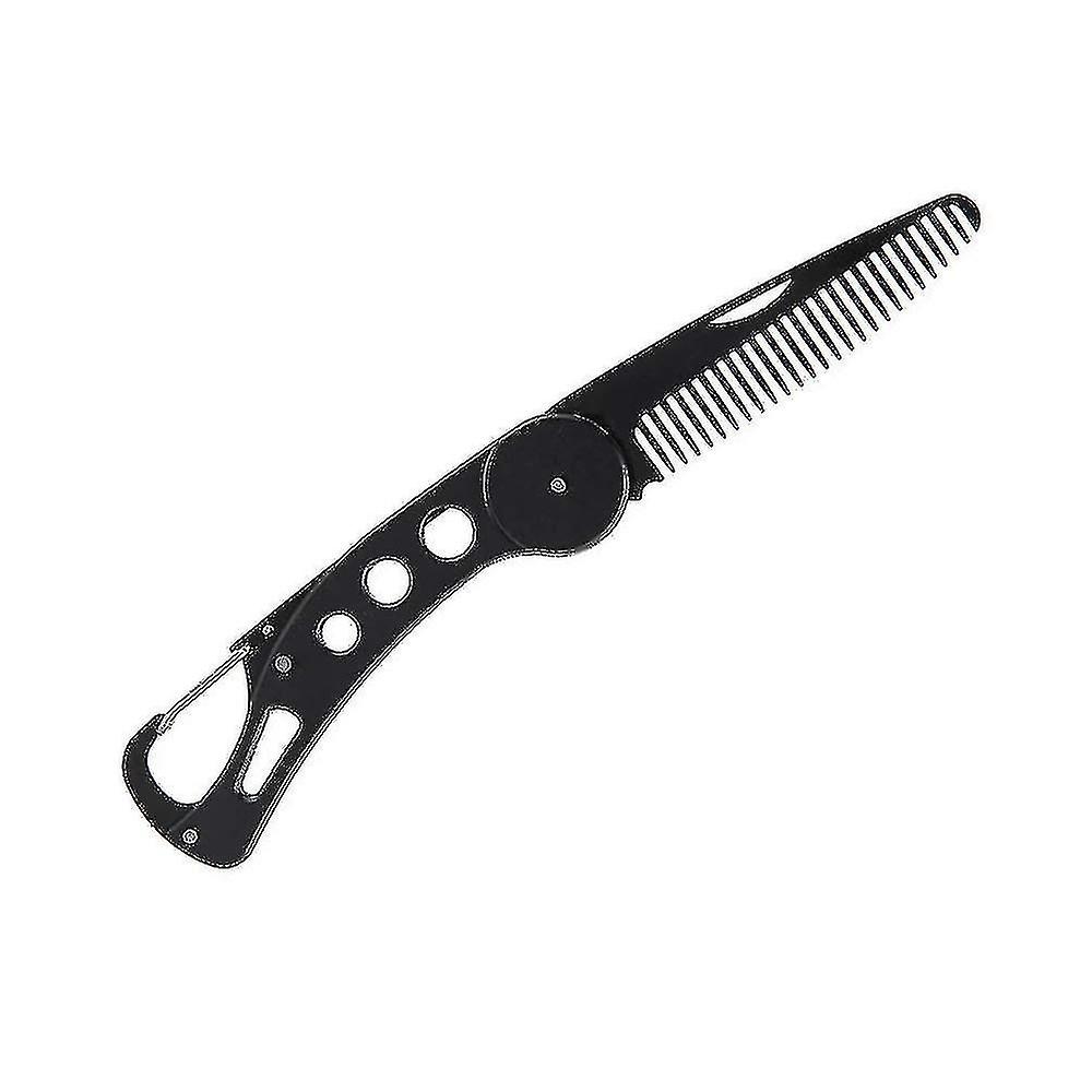 Black Metal Folding Comb Men's Beard Comb Pocket Comb Mini Folding Comb