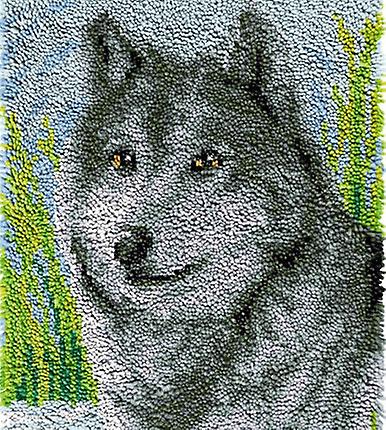 Rug Making Latch Hooking Kit | Forest Wolf (48x64cm Blank Canvas)