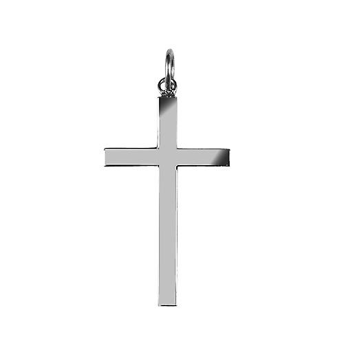 Silver 30x18mm plain solid block Cross