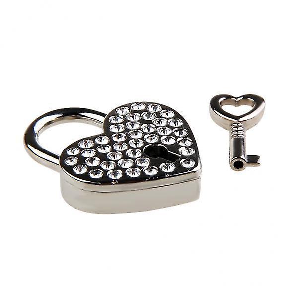 4xMini Padlock Heart Shape Luggage Case Crystal Padlock Lock With Key