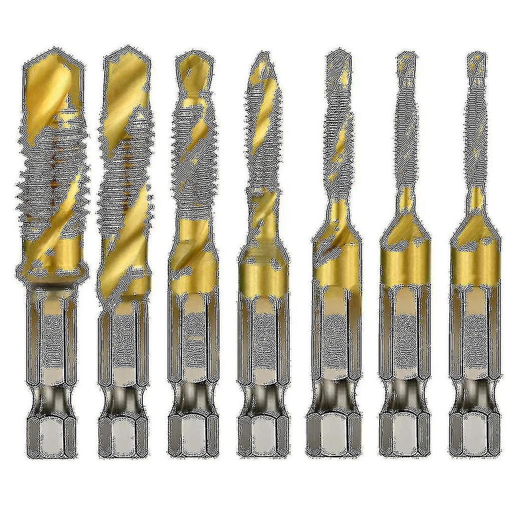 7pcs Hex Shank Titanium Combination Drill And Tap Set Metric Thread