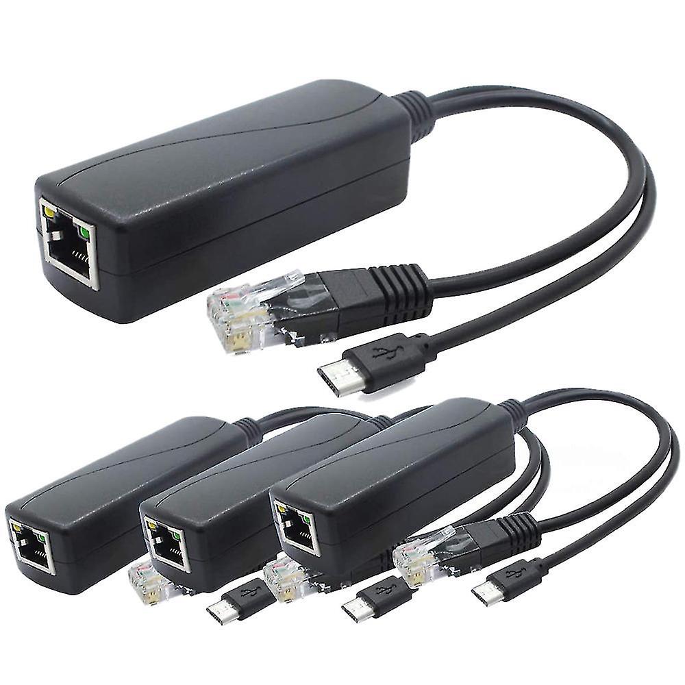 4-pack 5v Poe Splitter, 48v to 5v 2.4a Adapter with -usb Plug, Compatible with Ip Camera,tablets,Com