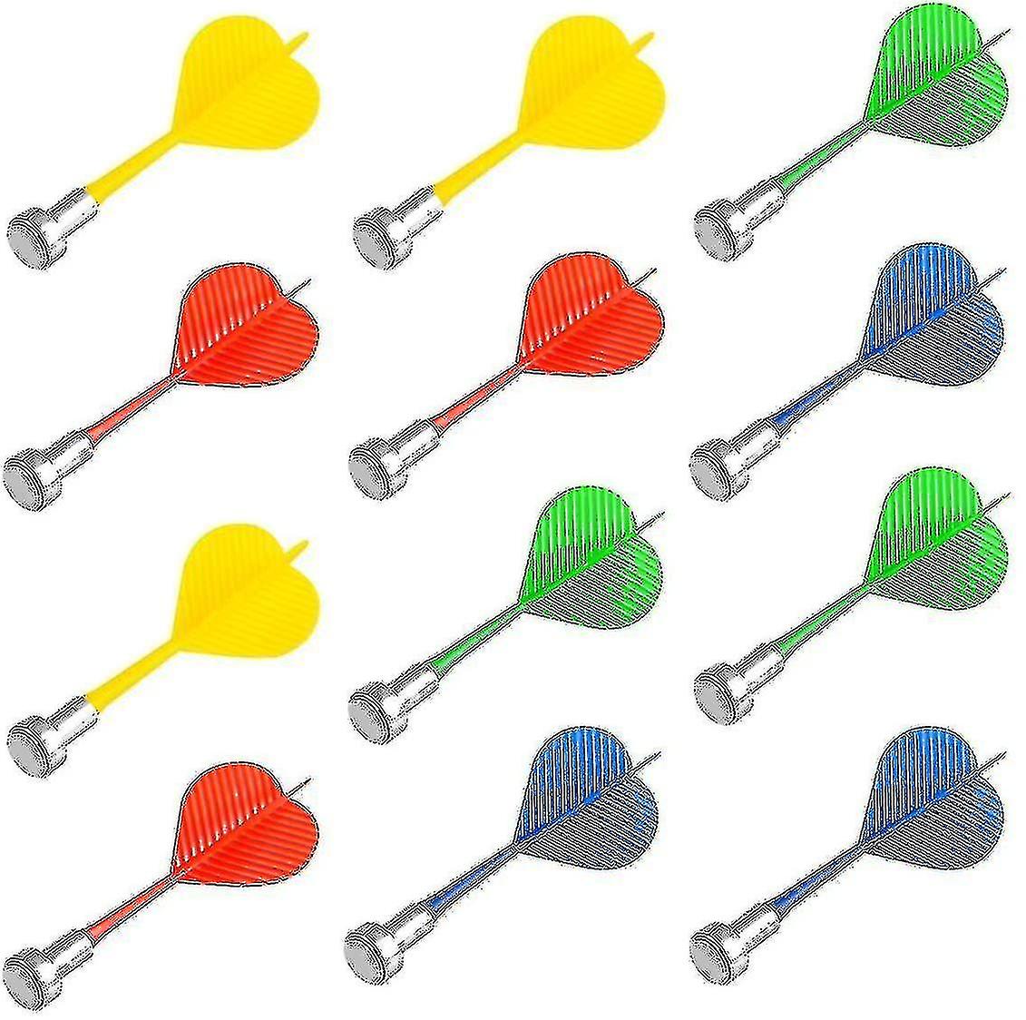 磁気ダーツ12パック、交換用ダーツゲーム安全プラスチックダーツランダムカラー